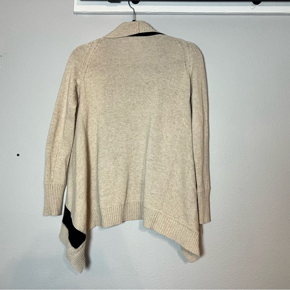 Banana Republic Open Front Cardigan Sweater Cream Black Small Merino Wool Blend - Picture 4 of 7